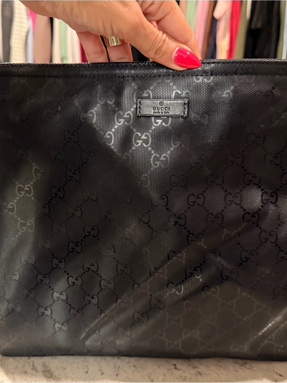 Gucci Black GG Monogram Clutch Wristlet